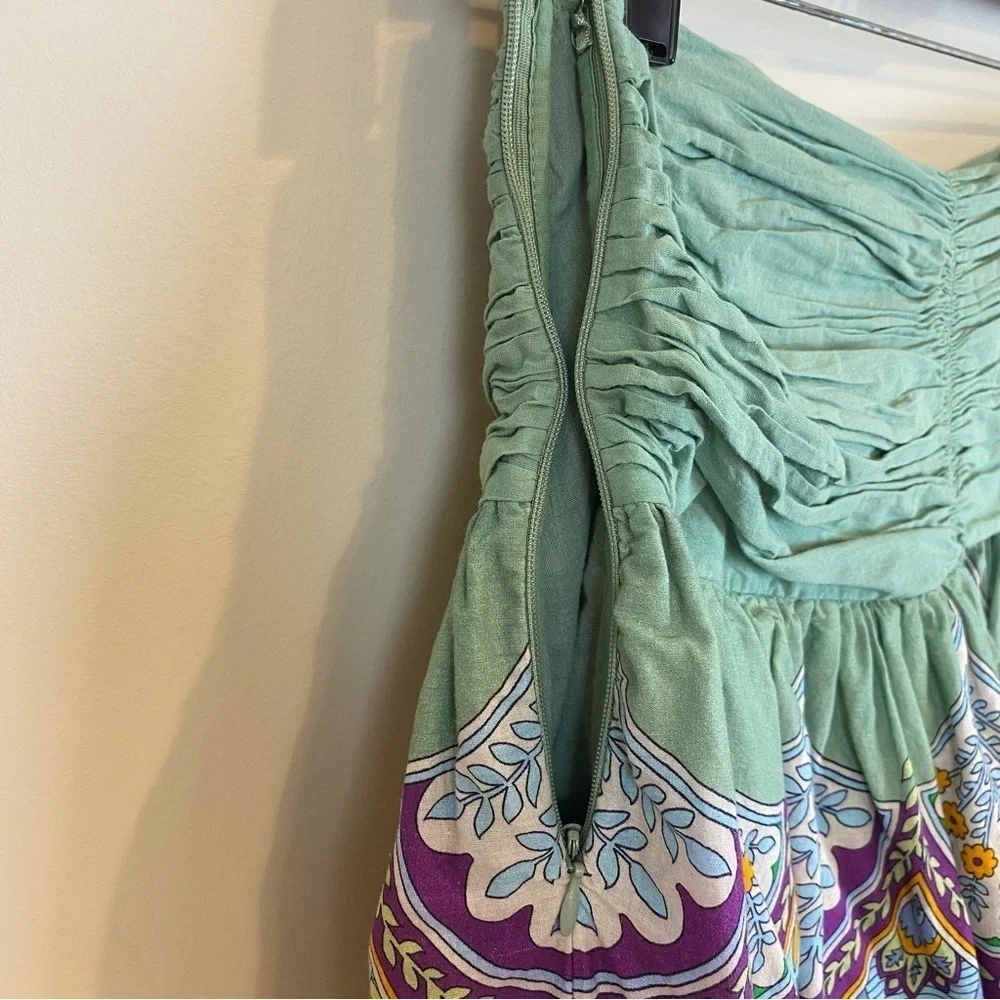 Anthropologie LetMeBe Tiered Bohemian Mini Skirt Sz S Lined‎ Ruched Waist Fairy
